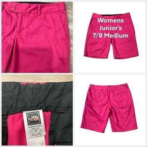 Women's Junior's North Face 7 8 M Medium Shorts Chino Khakis Pink Bermuda Twill